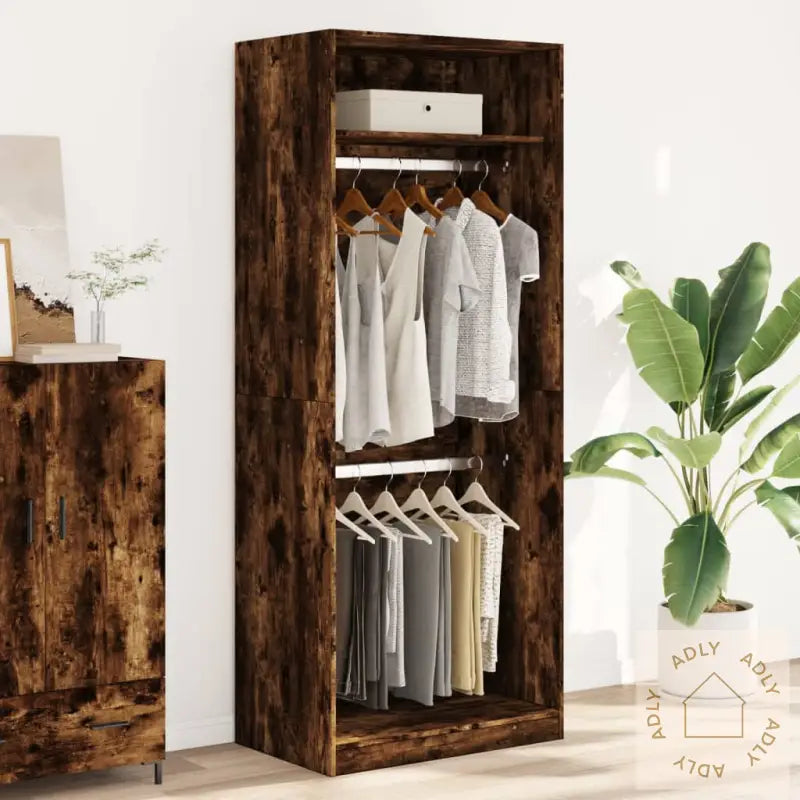 Garderobe Røkt Eik 80X50X200 Cm Konstruert Tre