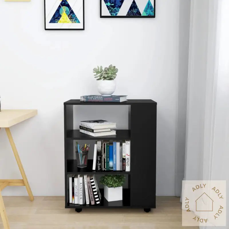 Rulleskap Svart 60X35X75 Cm Konstruert Tre