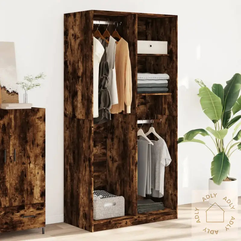 Garderobe Røkt Eik 100X50X200 Cm Konstruert Tre