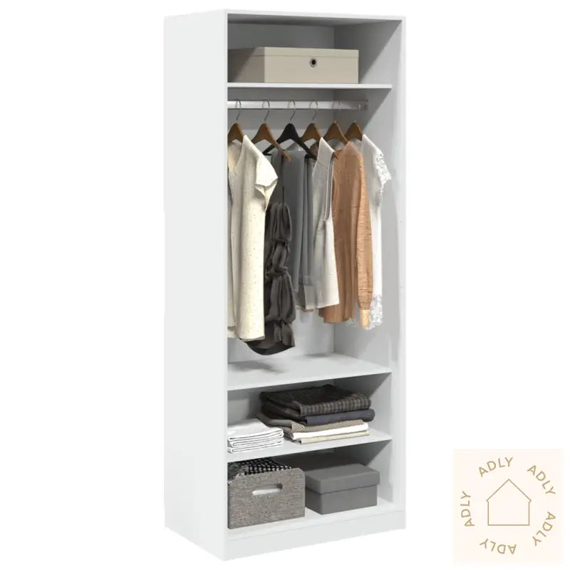 Garderobe Hvit 80X50X200 Cm Konstruert Tre