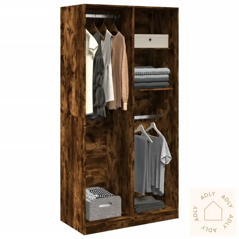 Garderobe Røkt Eik 100X50X200 Cm Konstruert Tre