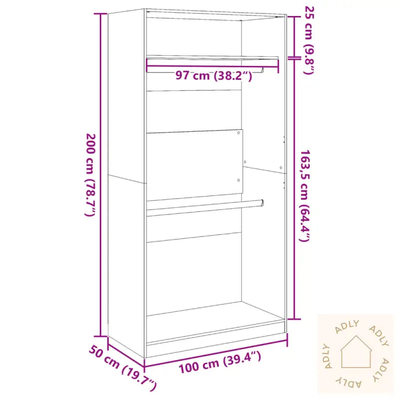 Garderobe Svart 100X50X200 Cm Sponplate