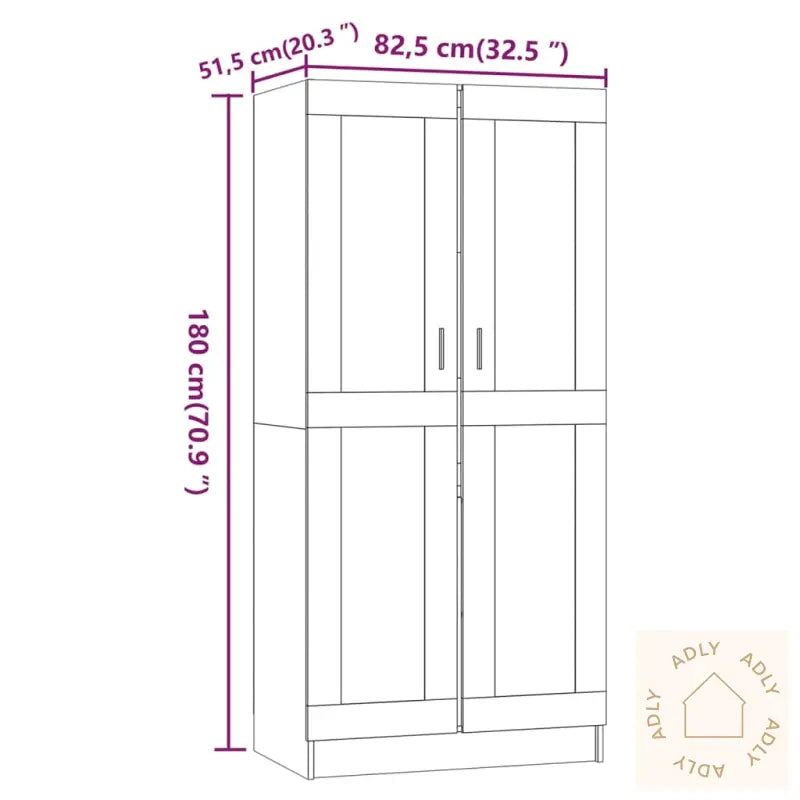 Garderobe Grå Sonoma 82,5X51,5X180 Cm Konstruert Tre