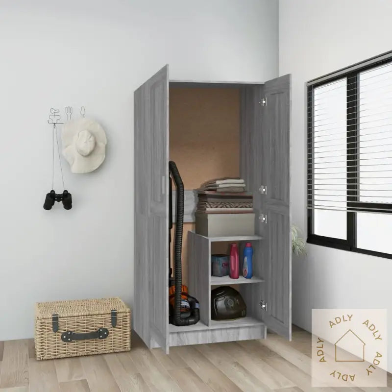 Garderobe Grå Sonoma 82,5X51,5X180 Cm Konstruert Tre