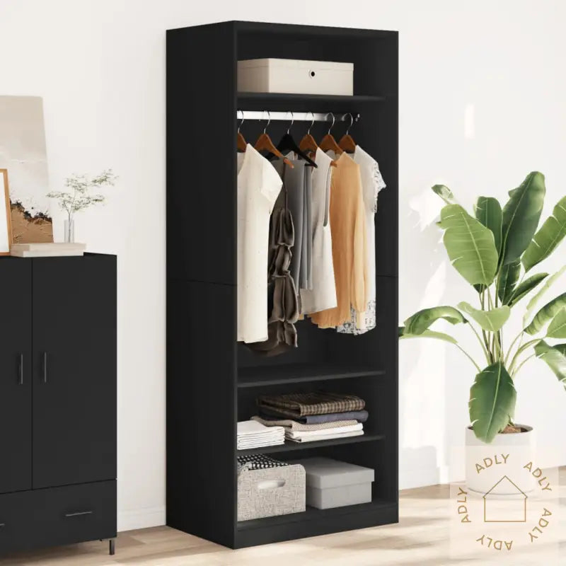 Garderobe Svart 80X50X200 Cm Konstruert Tre