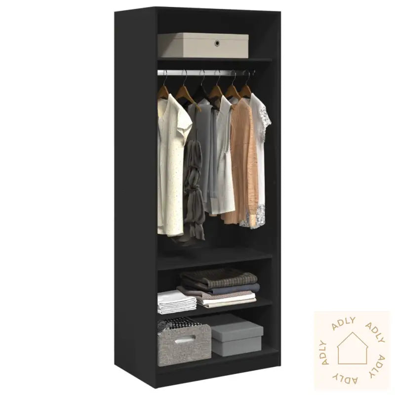 Garderobe Svart 80X50X200 Cm Konstruert Tre