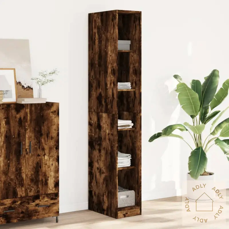 Garderobe Røkt Eik 30X50X200 Cm Konstruert Tre