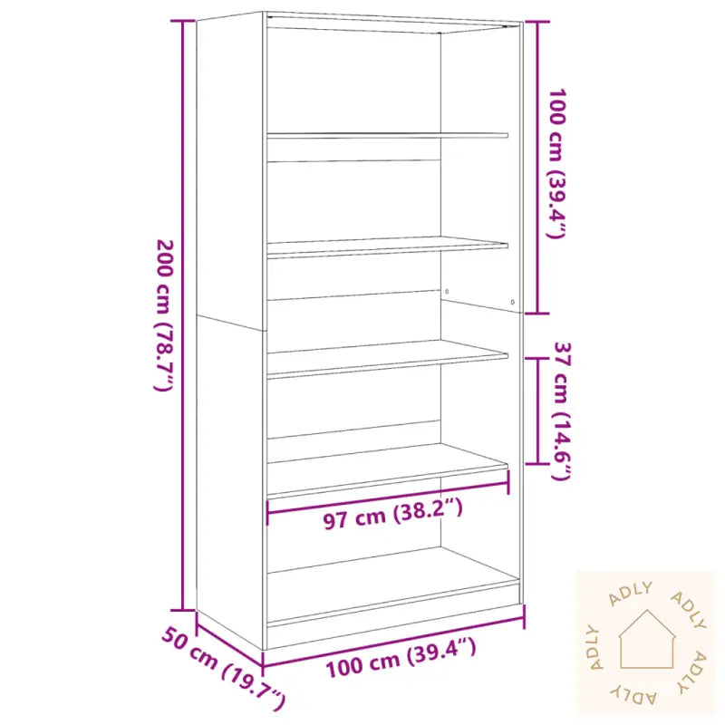 Garderobe Røkt Eik 100X50X200 Cm Konstruert Tre