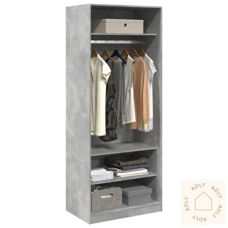 Garderobe Betonggrå 80X50X200 Cm Konstruert Tre