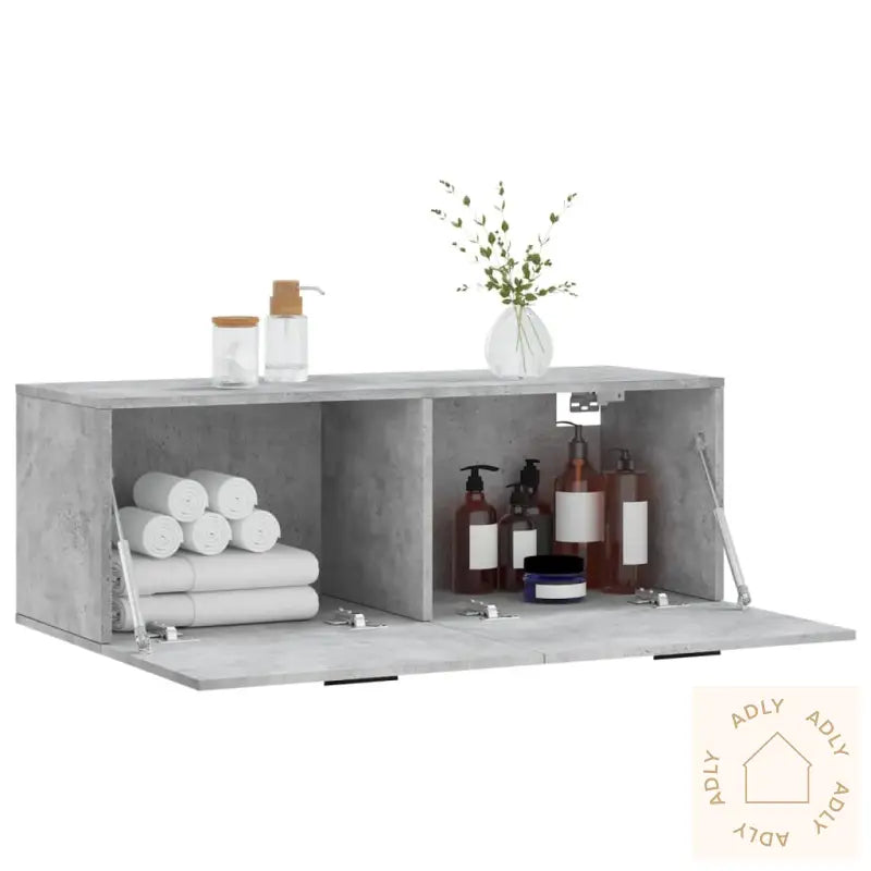 Veggskap Betonggrå 100X36,5X35 Cm Konstruert Tre