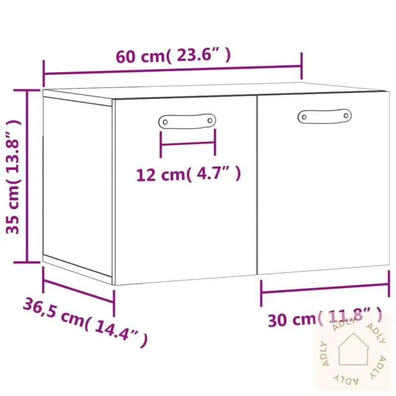 Veggskap Svart 60X36,5X35 Cm Konstruert Tre