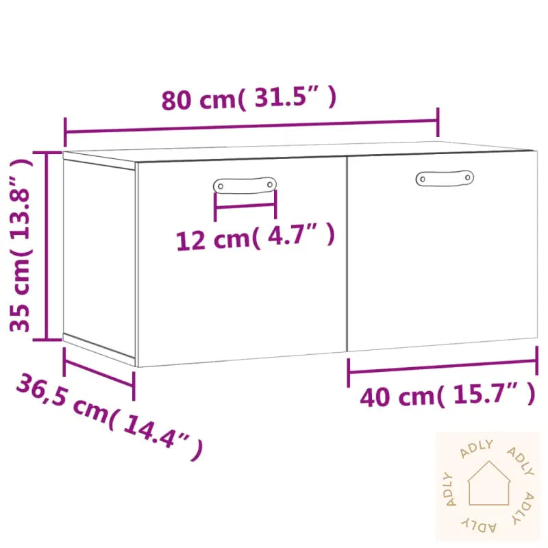 Veggskap Høyglans Hvit 80X36,5X35 Cm Konstruert Tre