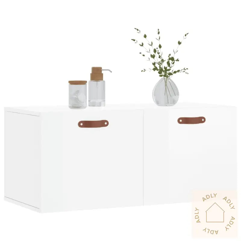 Veggskap Høyglans Hvit 80X36,5X35 Cm Konstruert Tre