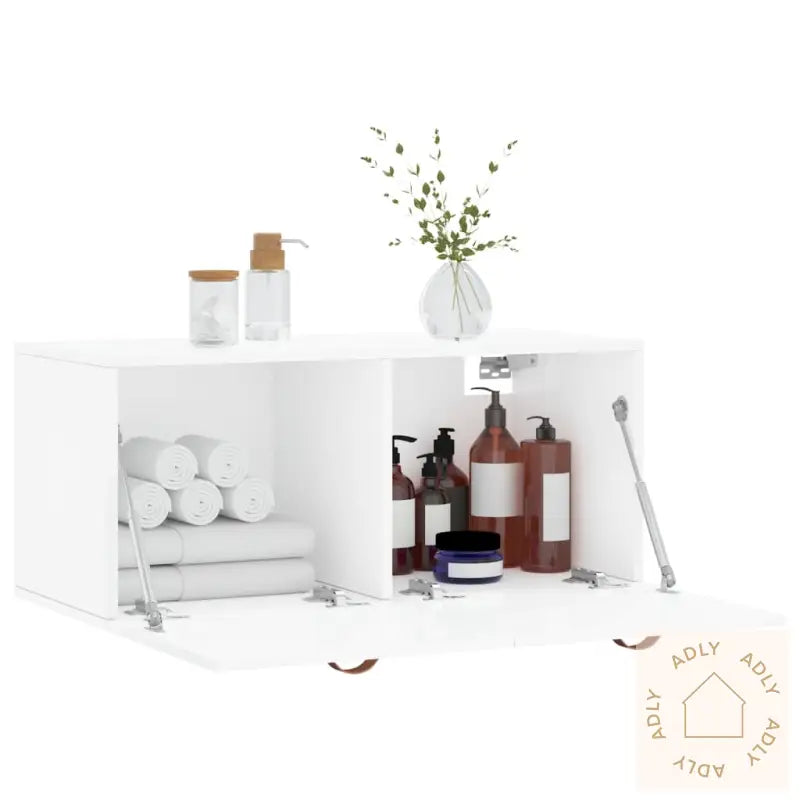 Veggskap Høyglans Hvit 80X36,5X35 Cm Konstruert Tre