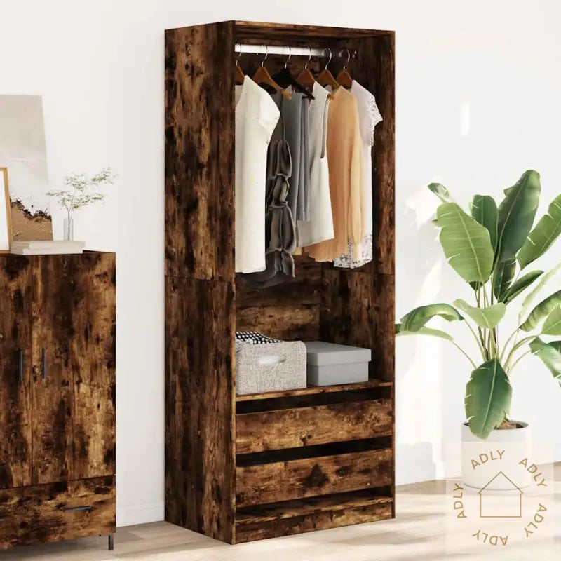 Garderobe Røkt Eik 80X50X200 Cm Konstruert Tre