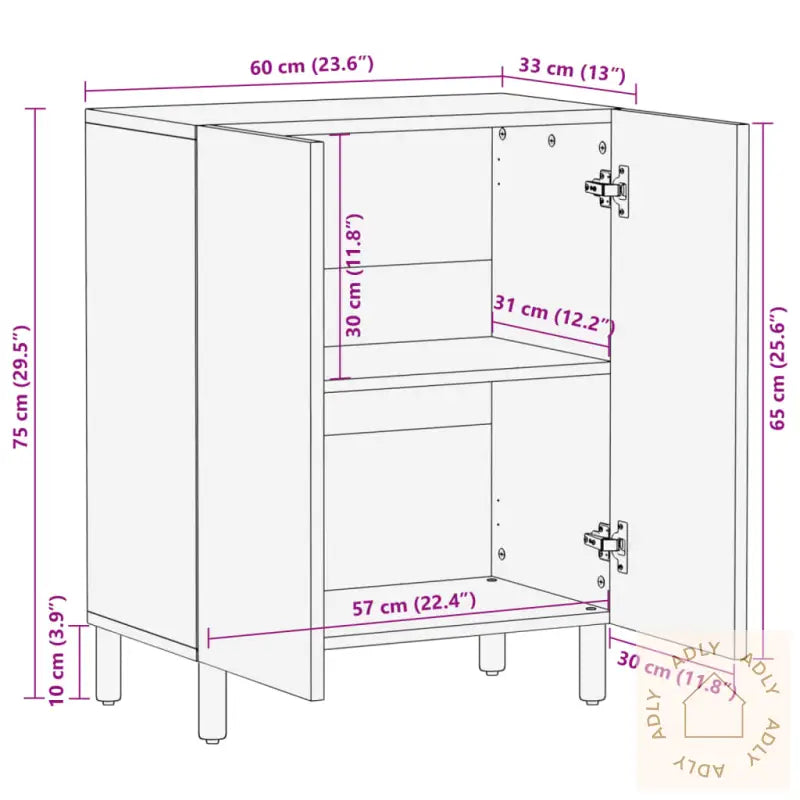 Skjenk Svart 60X33X75 Cm Konstruert Tre