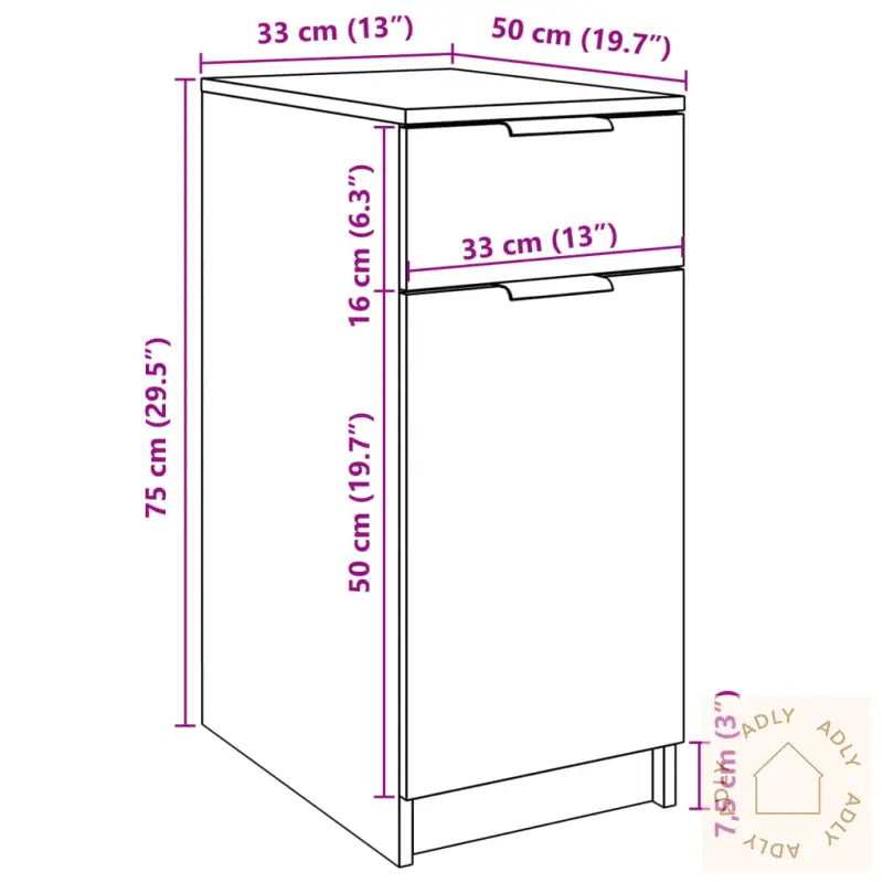 Skap For Skrivebord Gammelt Tre 33X50X75 Cm Konstruert Tre