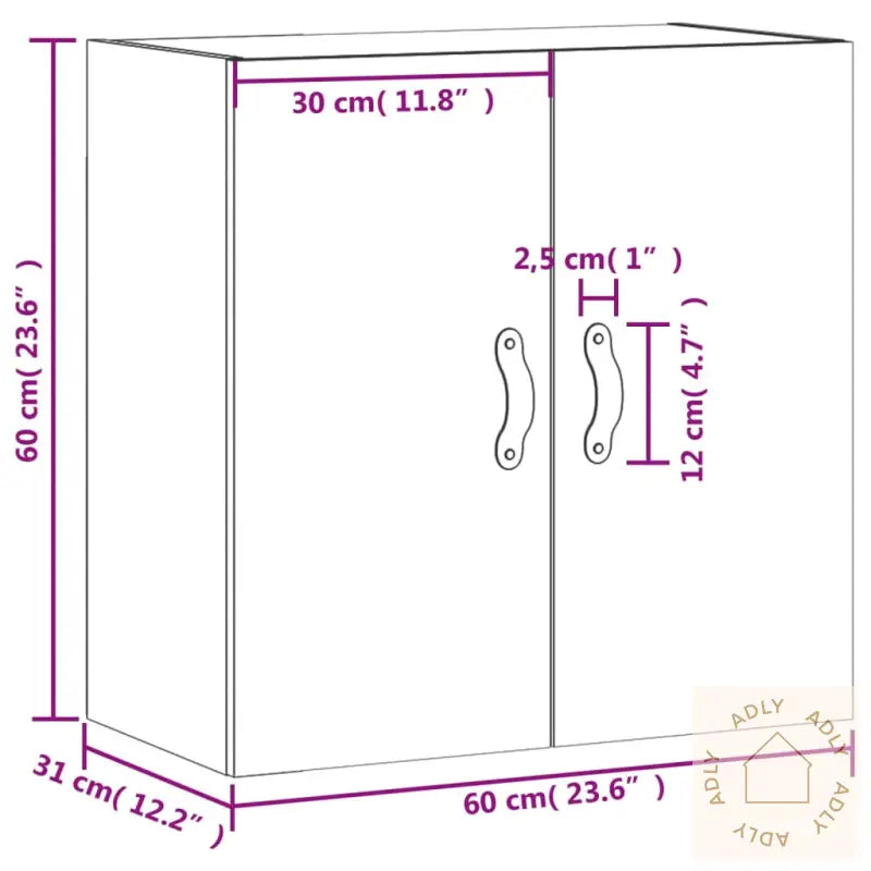 Veggskap Høyglans Hvit 60X31X60 Cm Konstruert Tre