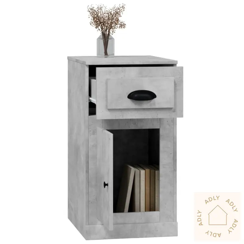Sideskap Med Skuff Betonggrå 40X50X75 Cm Konstruert Tre