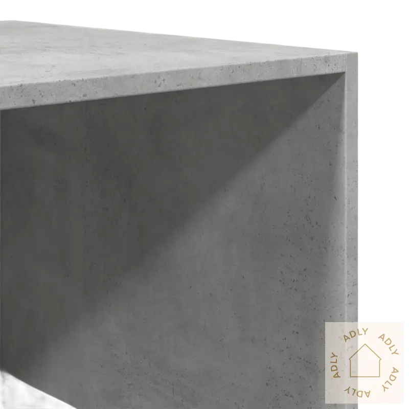 Grå betongkube scene for praktisk garderobeskap med enkel montering i solid treverk