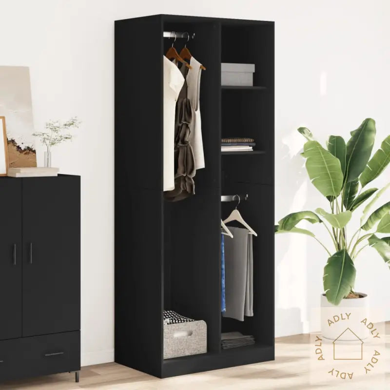 Garderobe Svart 80X50X200 Cm Konstruert Tre