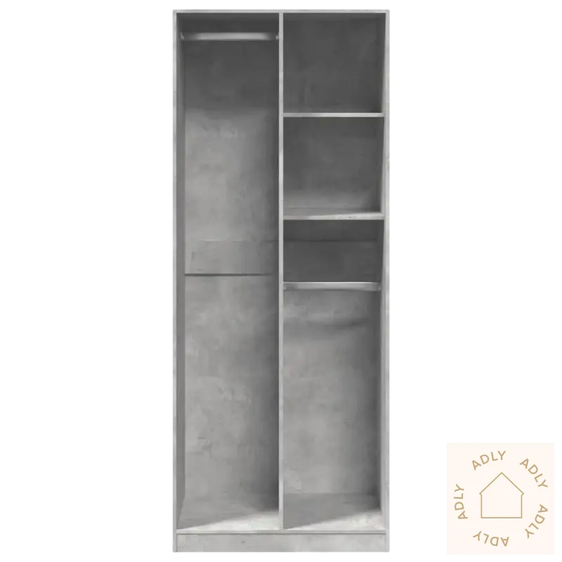 Open grå garderobeskap med enkel montering, praktisk garderobeskap i solid treverk