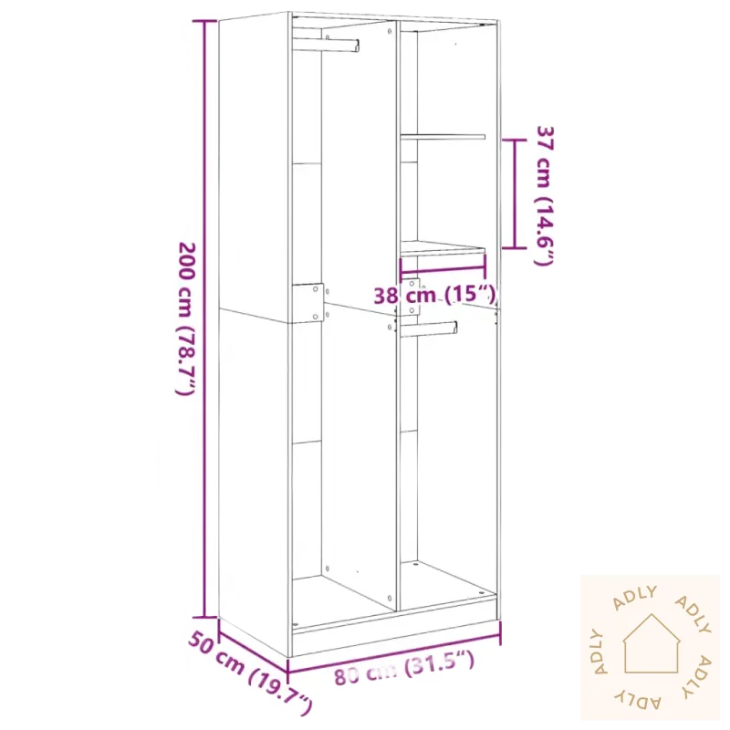 Bilde av praktisk garderobeskap med enkel montering i solid treverk og måldetails