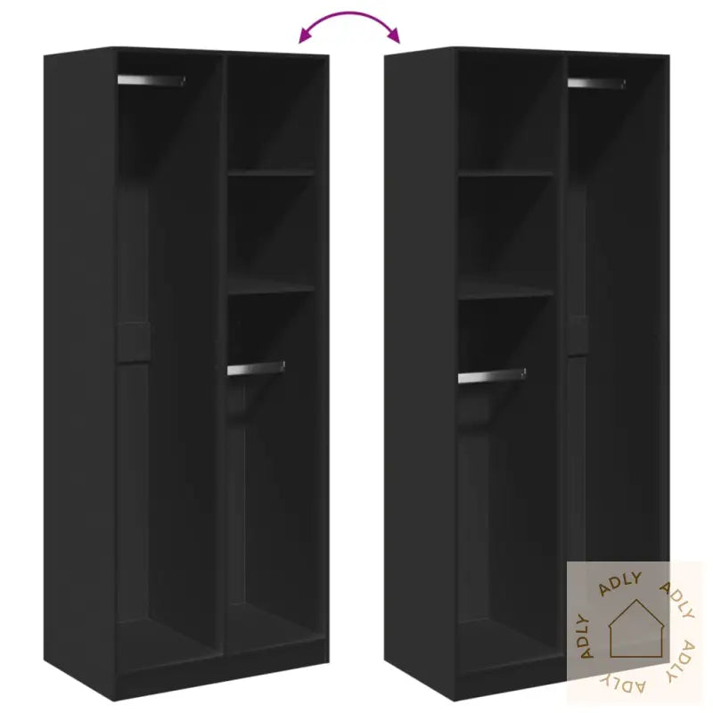Garderobe Svart 80X50X200 Cm Konstruert Tre