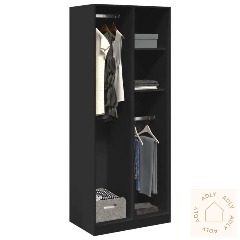 Garderobe Svart 80X50X200 Cm Konstruert Tre
