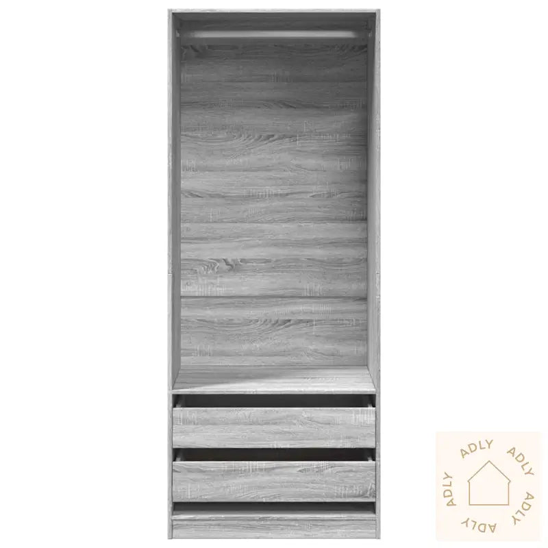 Garderobe Grå Sonoma 80X50X200 Cm Konstruert Tre
