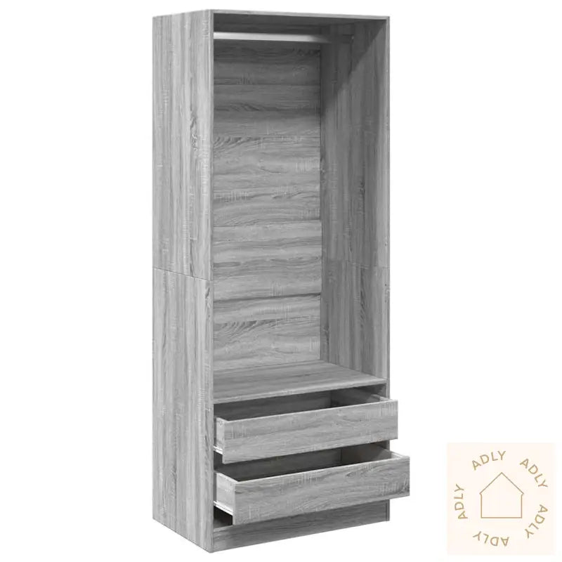 Garderobe Grå Sonoma 80X50X200 Cm Konstruert Tre