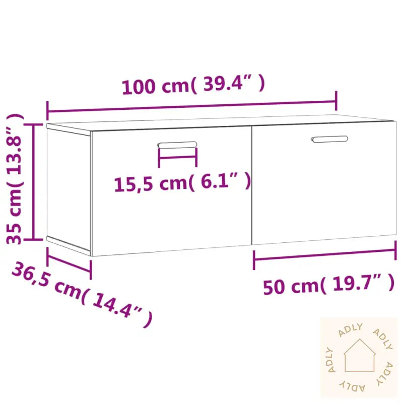 Veggskap Svart 100X36,5X35 Cm Konstruert Tre