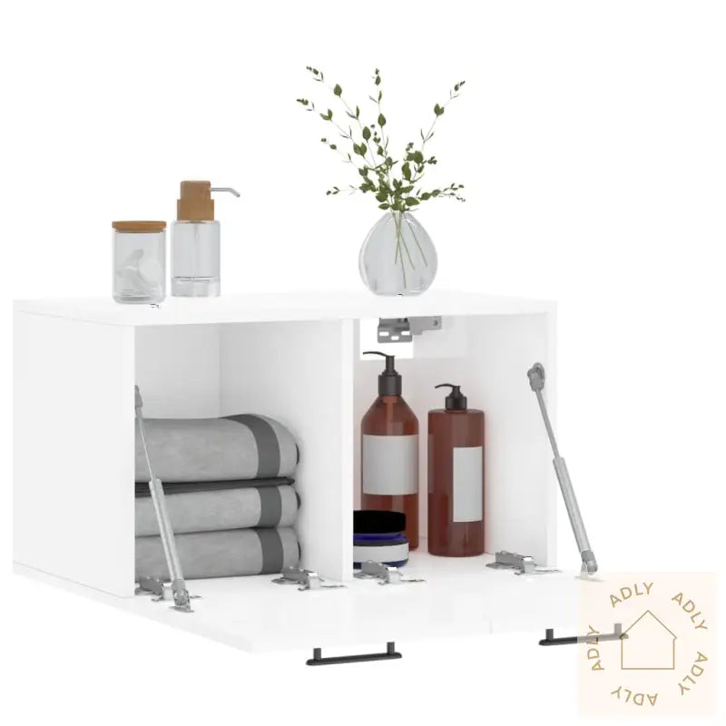 Veggskap Høyglans Hvit 60X36,5X35 Cm Konstruert Tre