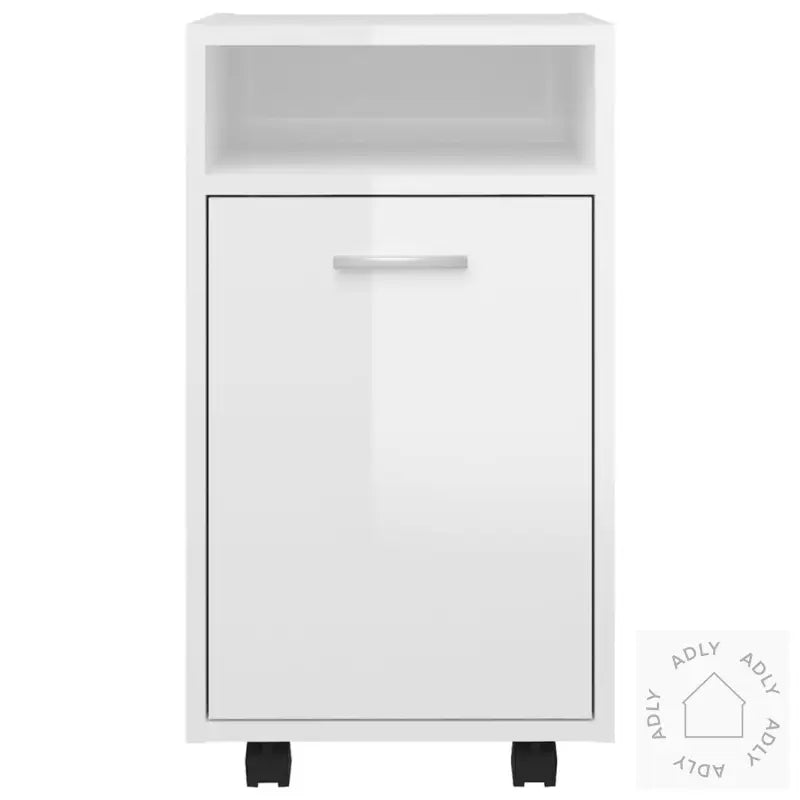 Sideskap Med Hjul Høyglans Hvit 33X38X60 Cm Konstruert Tre