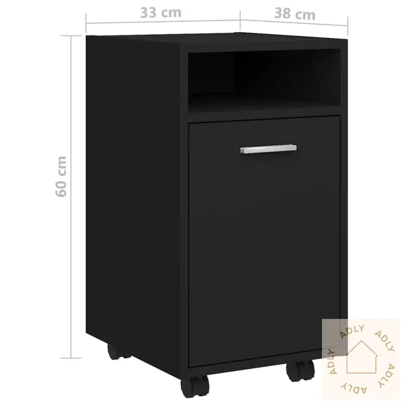 Sideskap Med Hjul Svart 33X38X60 Cm Konstruert Tre