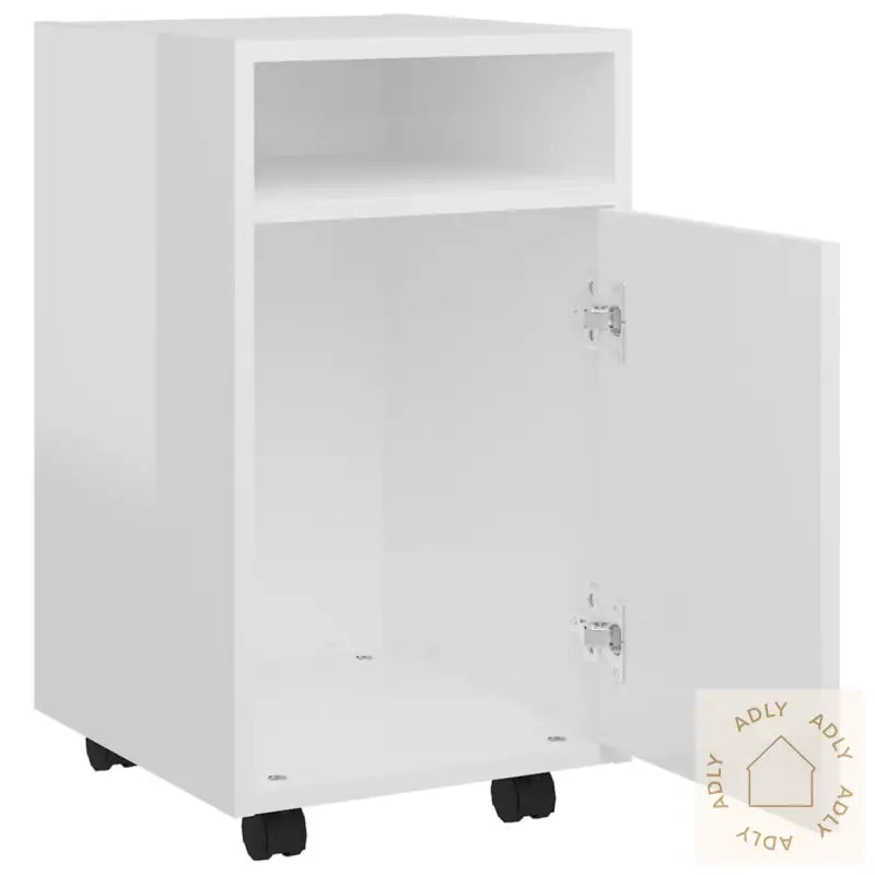 Sideskap Med Hjul Høyglans Hvit 33X38X60 Cm Konstruert Tre