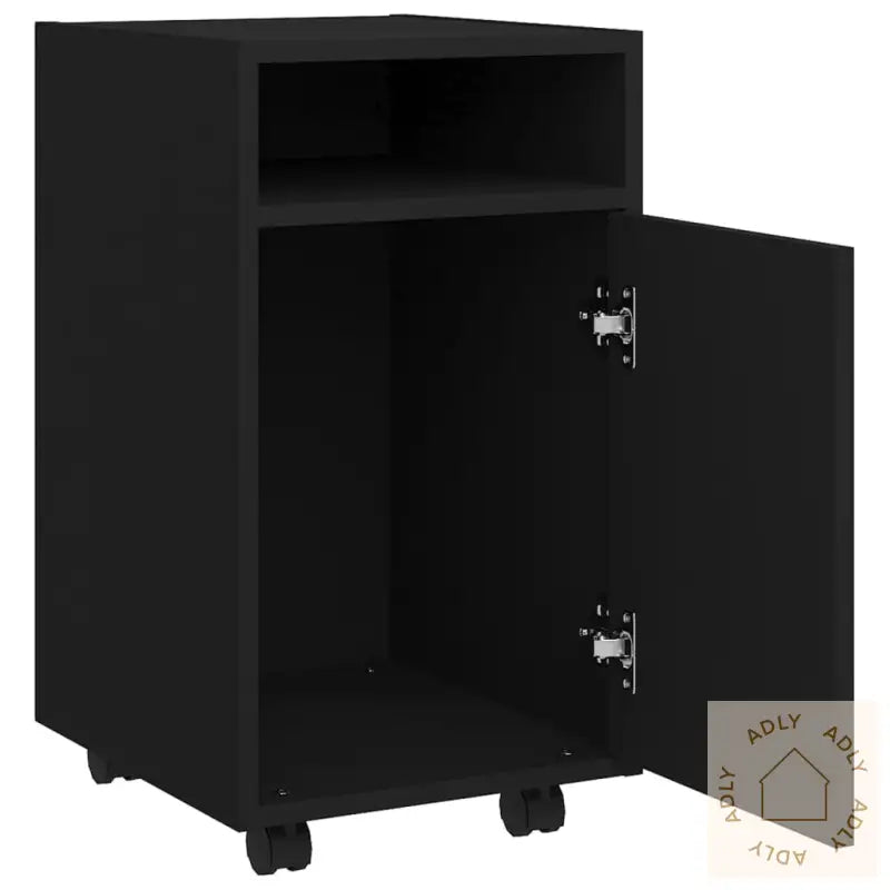 Sideskap Med Hjul Svart 33X38X60 Cm Konstruert Tre