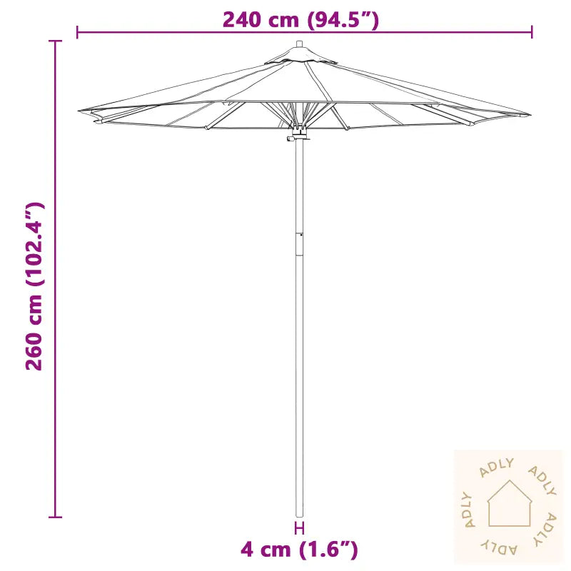 Hageparasol Kremhvit 240X260 Cm Bambus