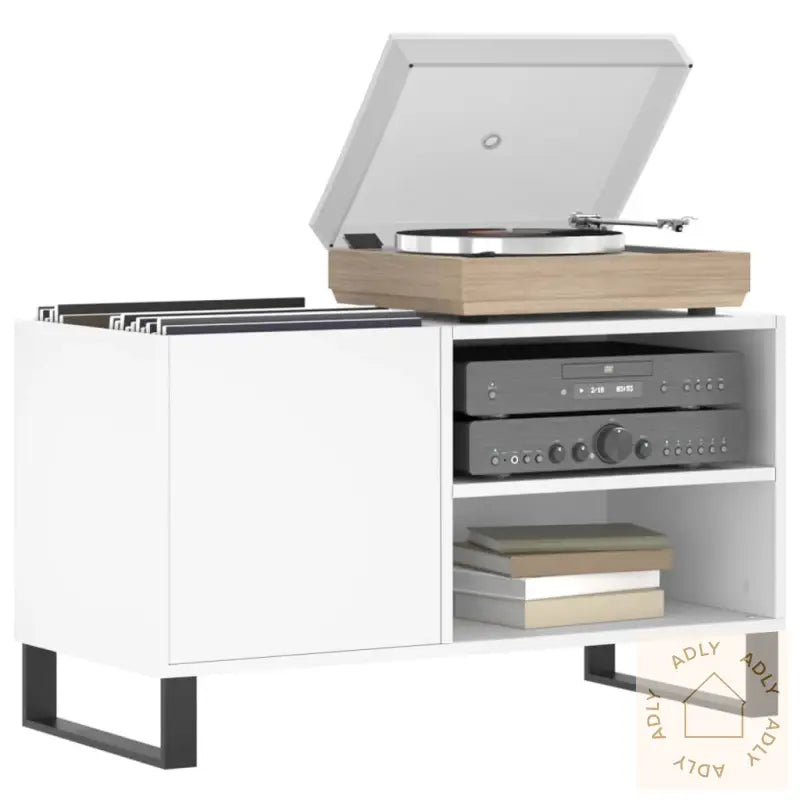 Hifi-Benk Hvit 85X38X48 Cm Konstruert Tre