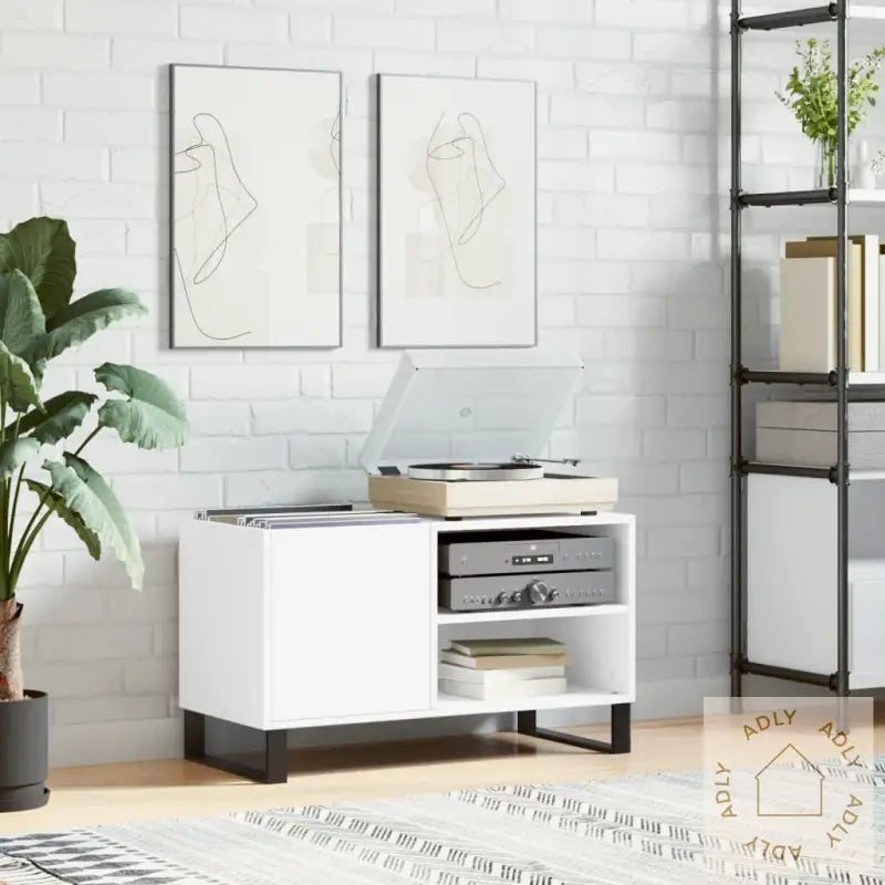 Hifi-Benk Hvit 85X38X48 Cm Konstruert Tre