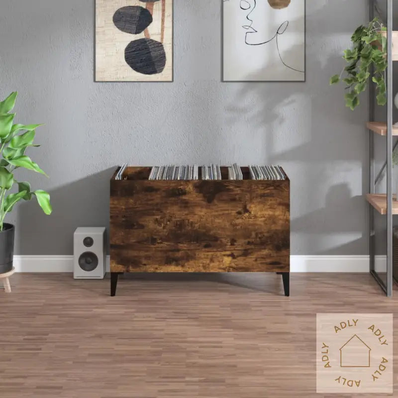 Hifi-Benk Røkt Eik 74,5X38X48 Cm Konstruert Tre