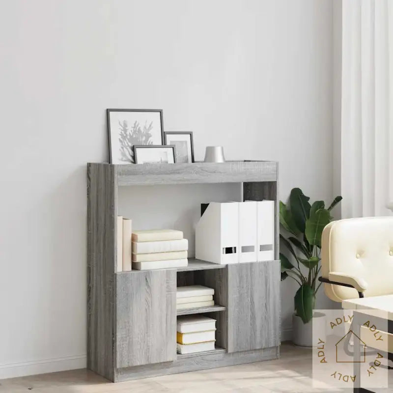 Highboard Grå Sonoma 92X33X100 Cm Konstruert Tre