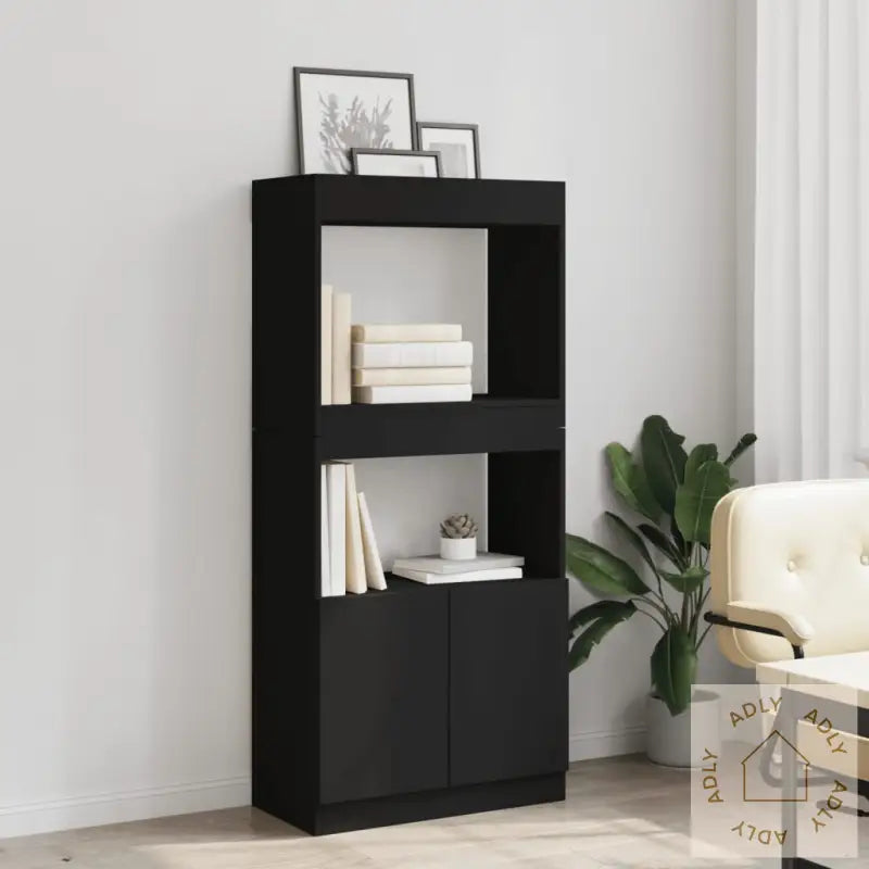 Highboard Svart 63X33X140 Cm Konstruert Tre