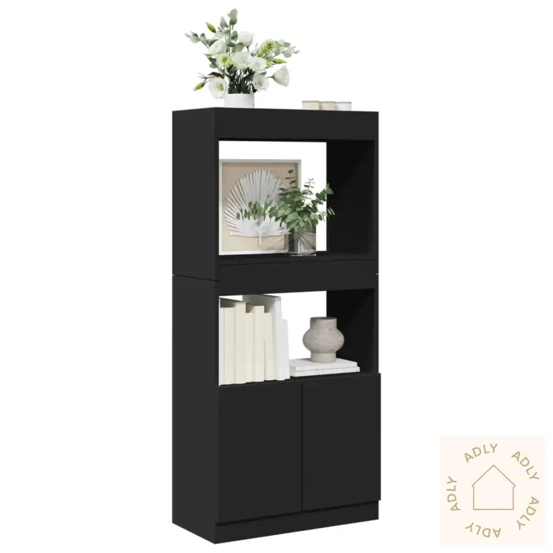 Highboard Svart 63X33X140 Cm Konstruert Tre