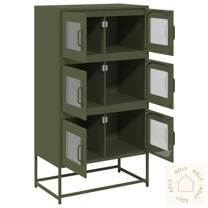 Highboard Olivengrønn 68X39X123 Cm Stål
