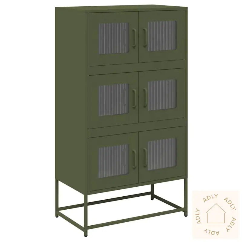 Highboard Olivengrønn 68X39X123 Cm Stål
