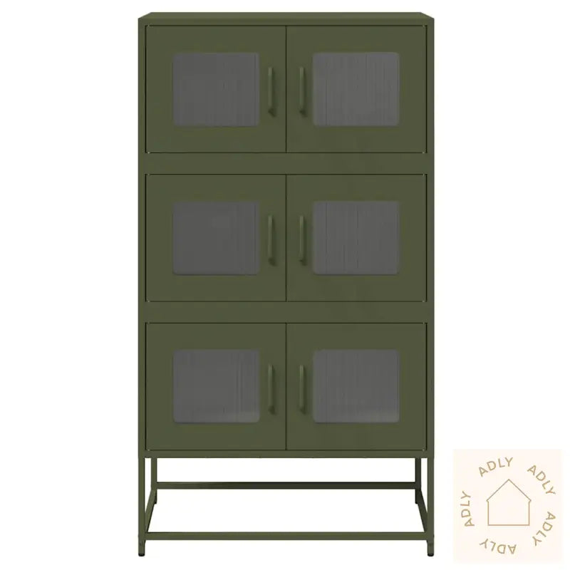 Highboard Olivengrønn 68X39X123 Cm Stål