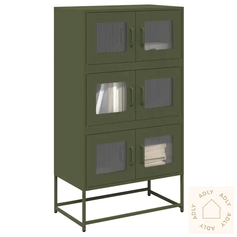 Highboard Olivengrønn 68X39X123 Cm Stål