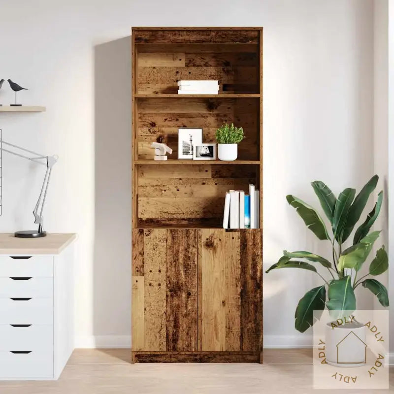 Highboard Gammelt Tre 70X35X180 Cm Konstruert Tre