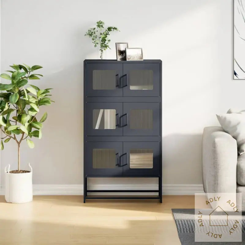 Highboard Antrasitt 68X39X123 Cm Stål